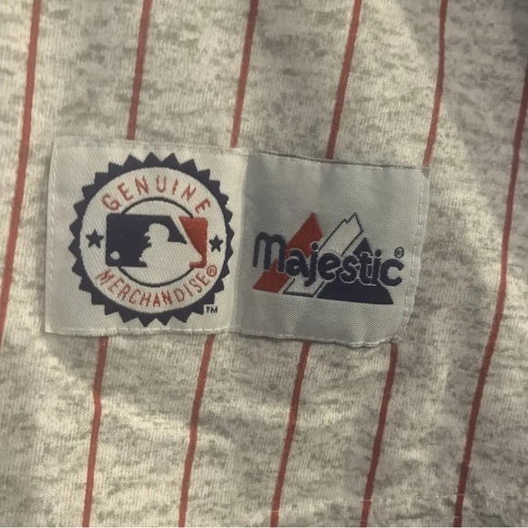Vintage Majestic Cinninnati Reds MLBPinstripe Tshirt Jersey Size Large - Picture 3 of 8